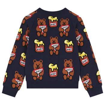 Boys Navy Blue Teddy Bear Sweatshirt