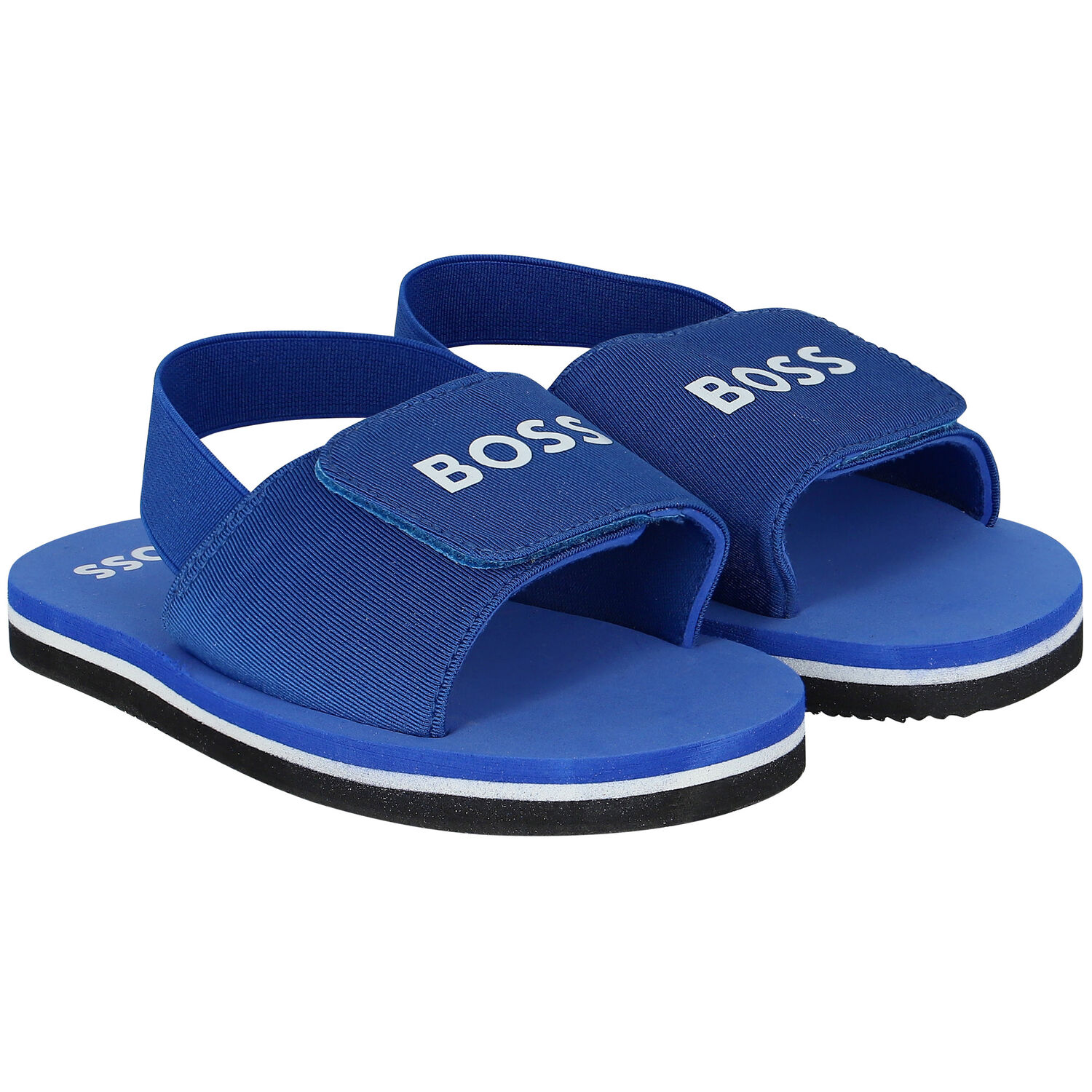 صندل أولاد بالشعار باللون الازرق, 1, hi-res