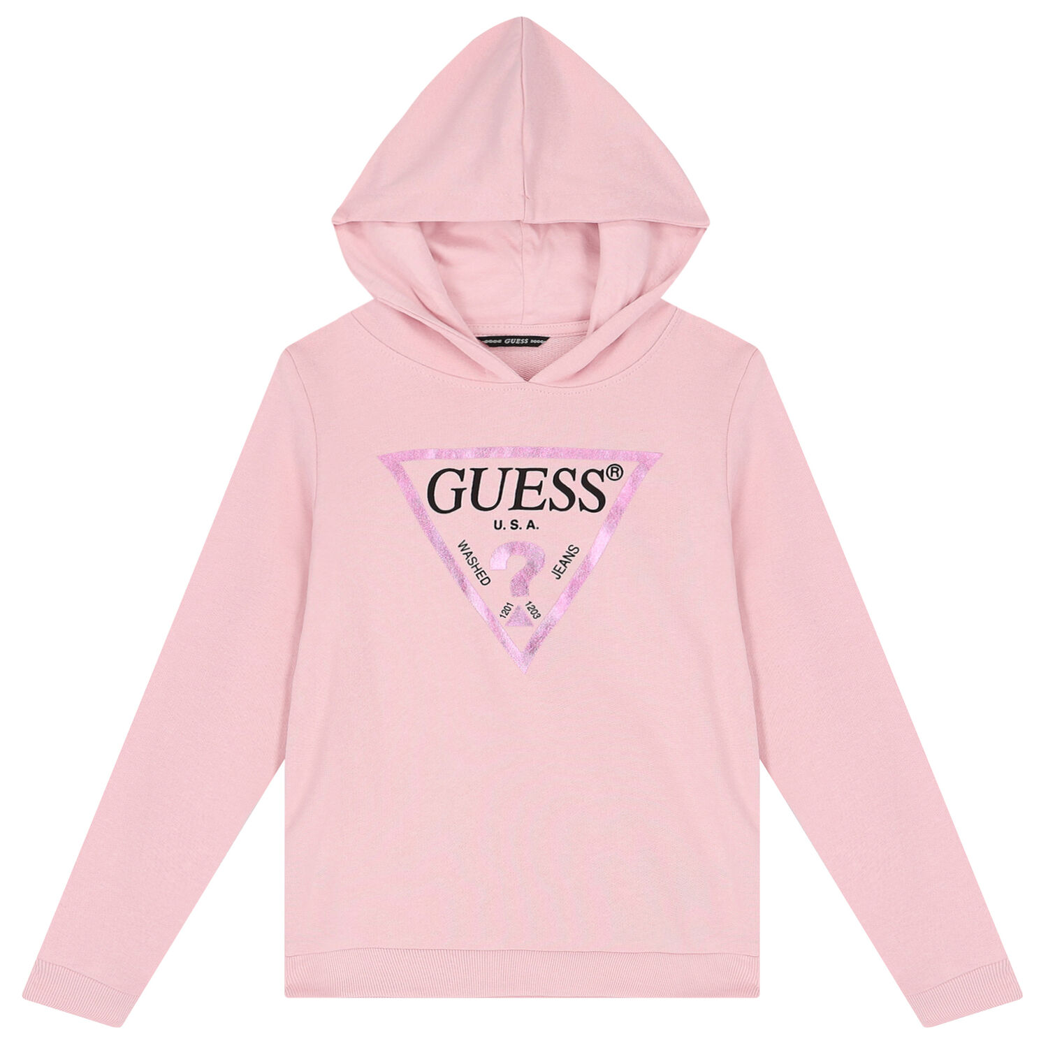 Girls Pink Logo Hooded Top, 3, hi-res