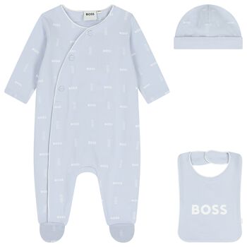 Baby Boys Blue Logo Babygrow Gift Set