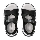 Boys Black Logo Sandals, 2, hi-res
