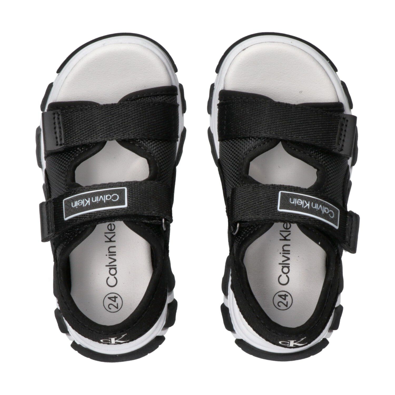 Boys Black Logo Sandals, 2, hi-res