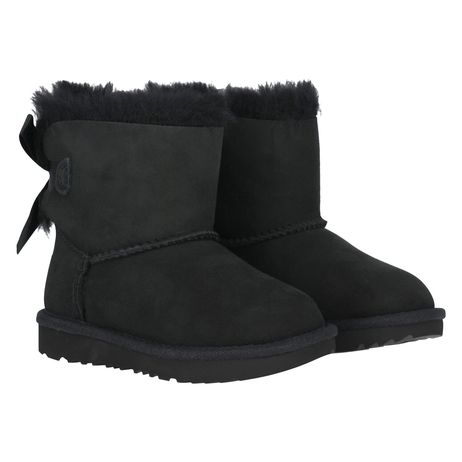 Younger Girls Black Mini Bailey Bow II Suede Boots, 1, hi-res