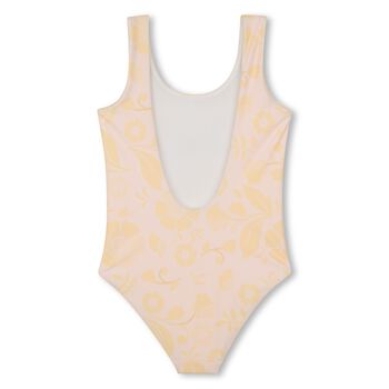 Girls Pink & Yellow Floral Swimsuit