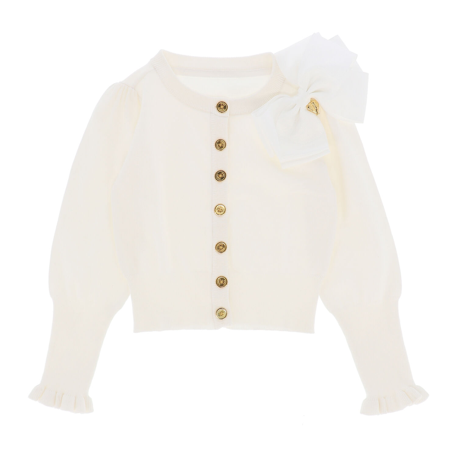 Girls White Bow Cardigan, 2, hi-res image number null