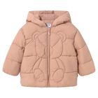 Younger Girls Pink Teddy Bear Puffer Jacket, 1, hi-res