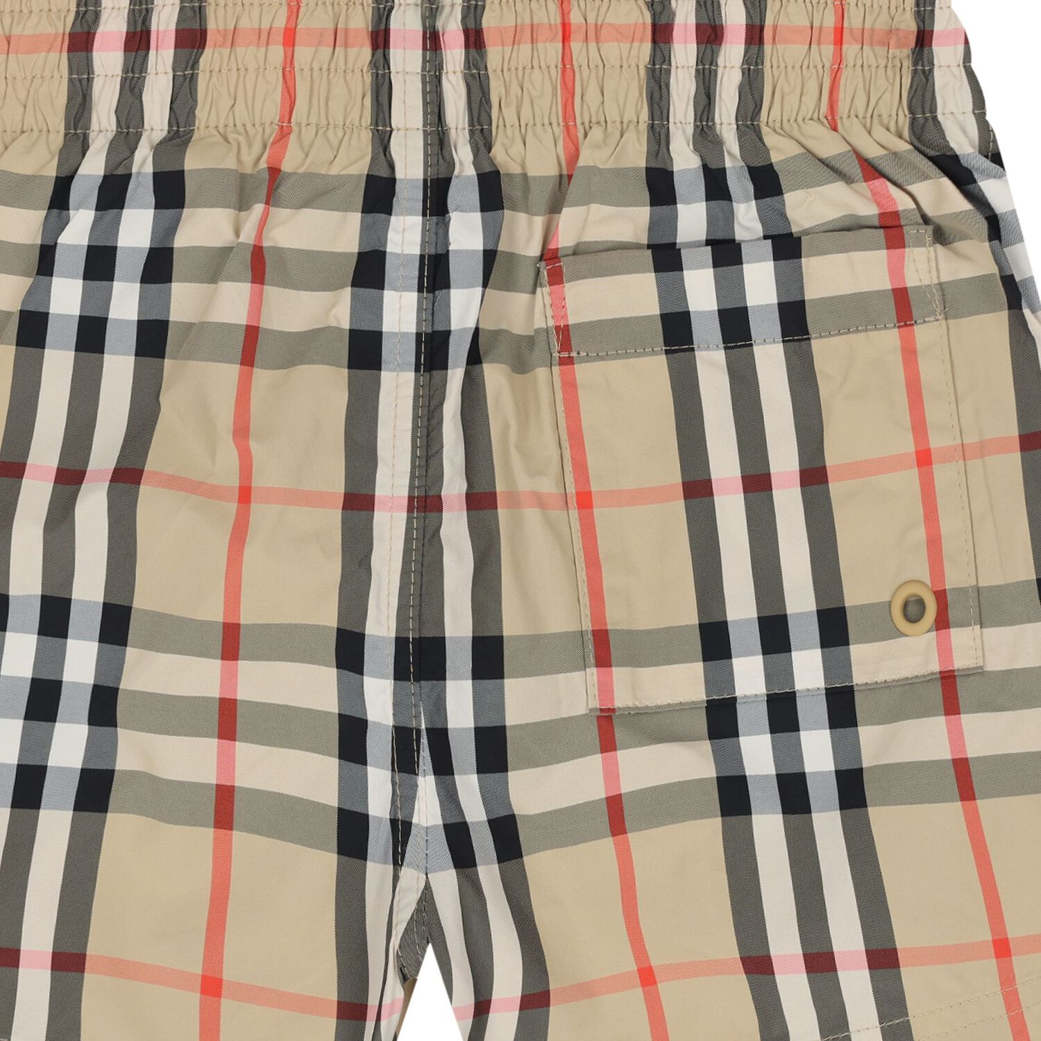 Younger Boys Beige Check Shorts, 1, hi-res