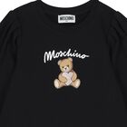 Girls Black Teddy Bear Logo Dress, 2, hi-res