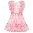 Girls White & Pink Floral Ruffled Dress, 1, hi-res