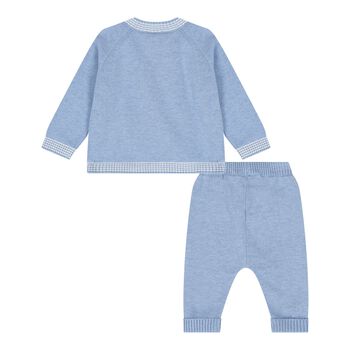 Baby Boys Blue Teddy Bear Knitted Trouser Set