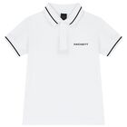 Boys White Cotton Logo Polo Shirt, 1, hi-res