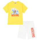 Boys Yellow & White Cotton Logo Shorts Set, 2, hi-res