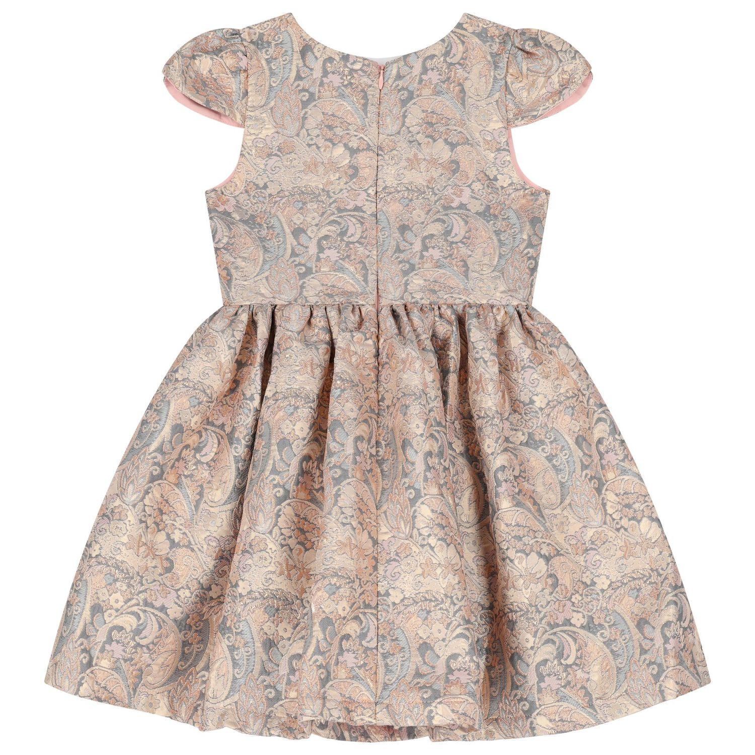 Girls Gold & Grey Jacquard Dress, 1, hi-res image number null