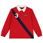 Boys Red Triple Pony Logo Polo Shirt, 1, hi-res