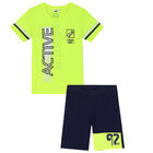 Boys Green & Navy Shorts Set, 1, hi-res
