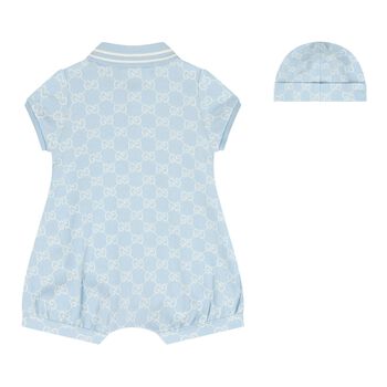 Baby Boys Blue GG Logo Romper Gift Set