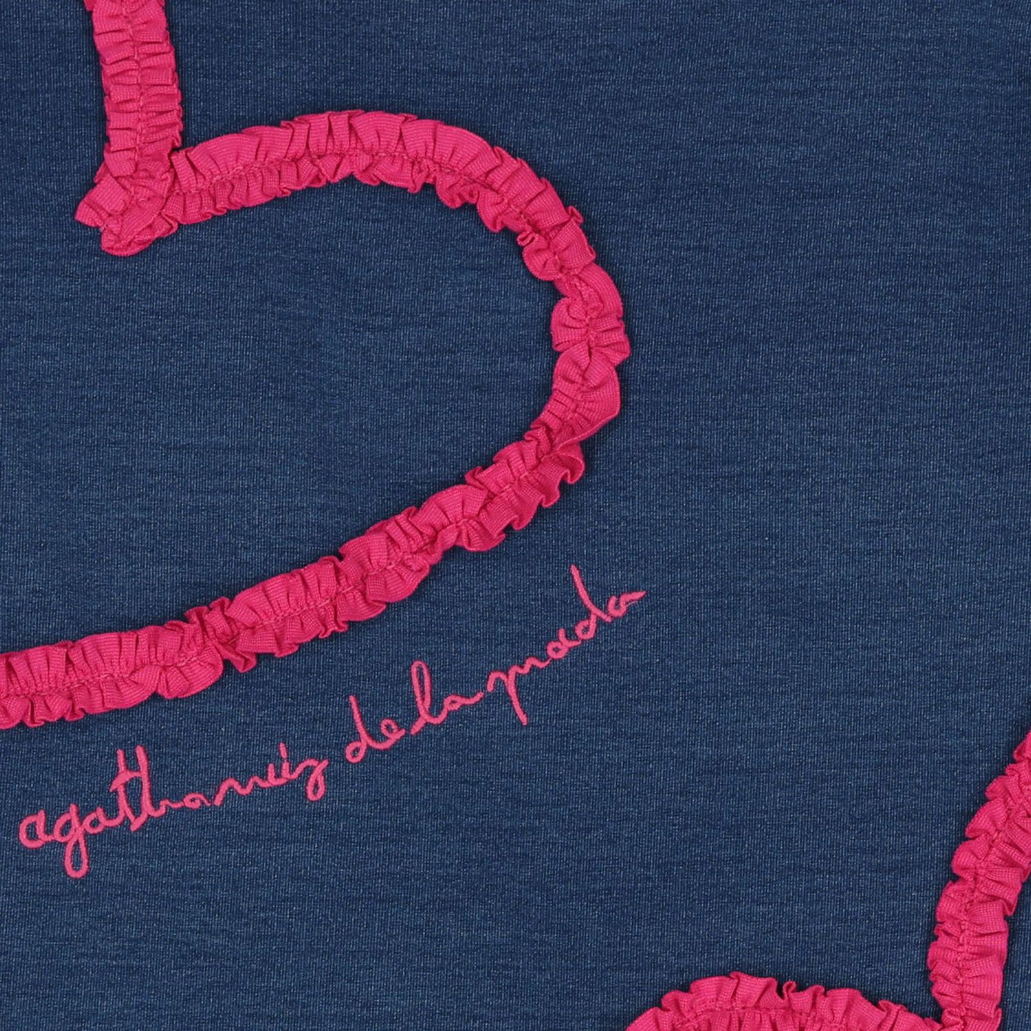 طقم فستان بطبعة قلب باللون الأزرق والوردي للفتيات, 1, hi-res