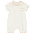 Baby Girls Ivory Logo Romper, 1, hi-res