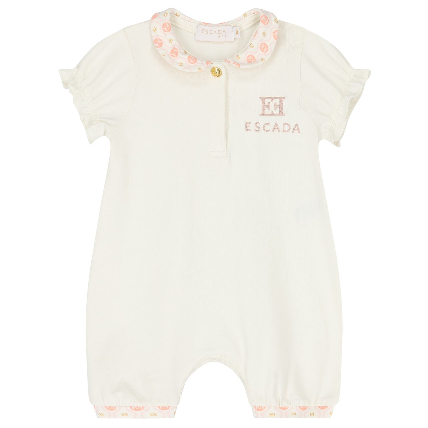 Baby Girls Ivory Logo Romper, 1, hi-res