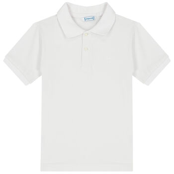 Boys White Logo Polo Shirt