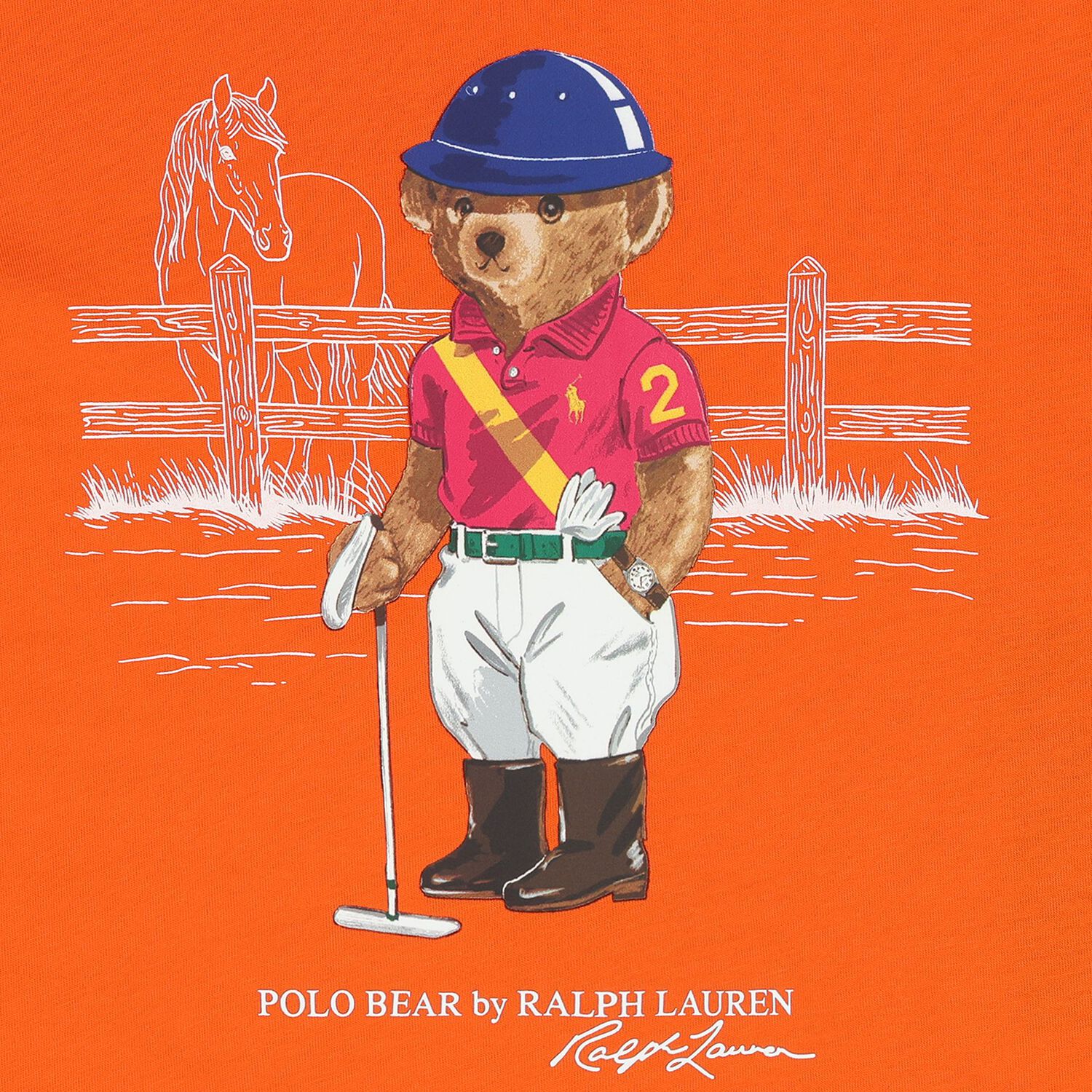 Girls Orange Polo Bear T-Shirt, 1, hi-res
