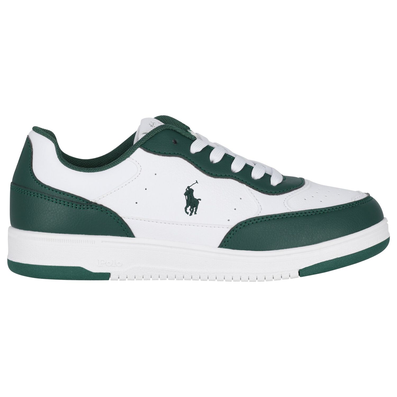 Boys White & Green Logo Trainers, 1, hi-res