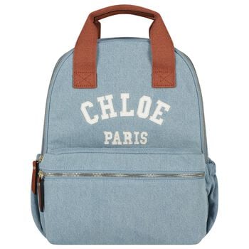 Girls Blue Logo Denim Backpack