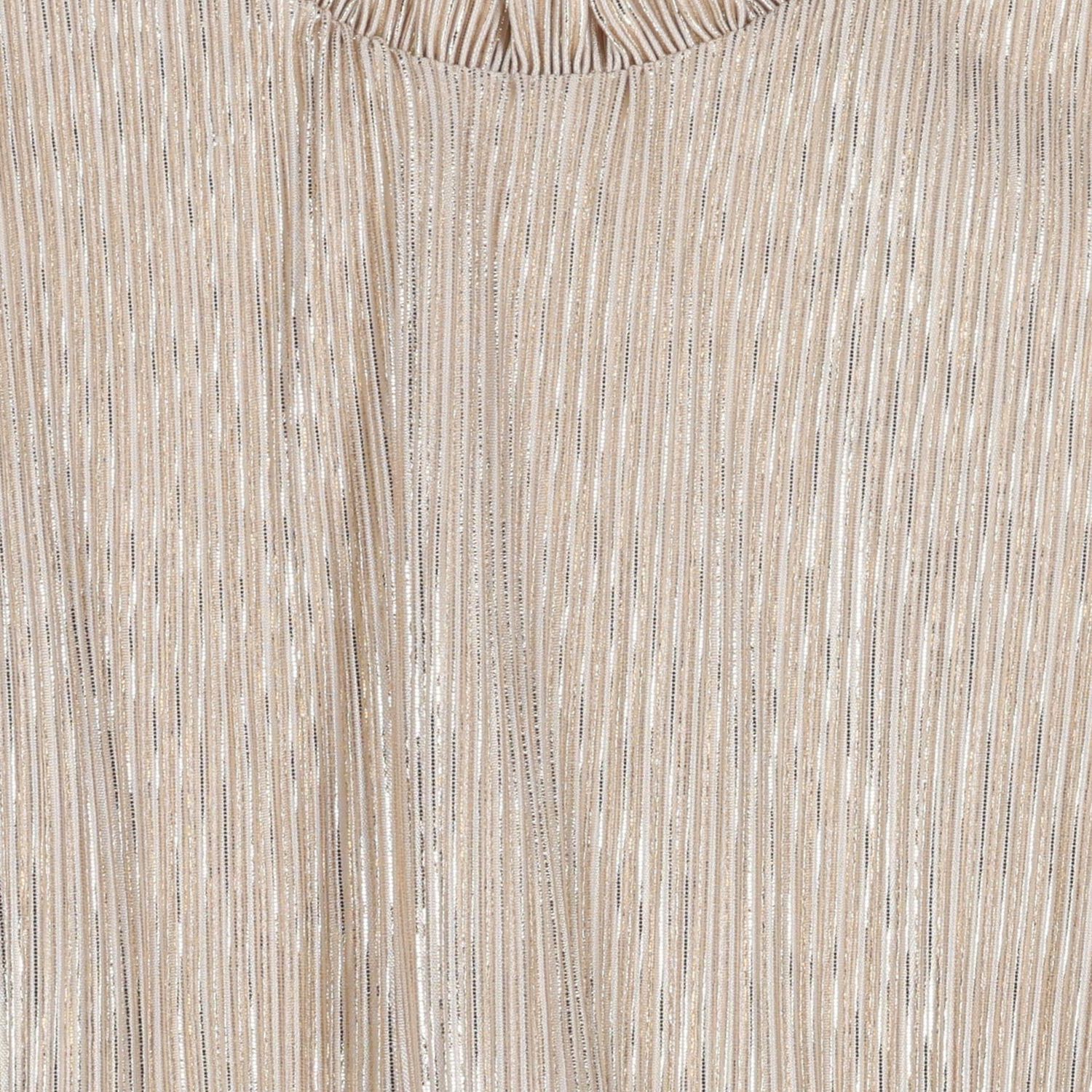 طقم تنورة بليسيه باللون الذهبي للبنات, 1, hi-res