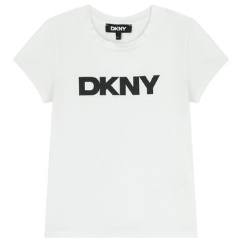 تيشيرت بنات بالشعار باللون الابيض 