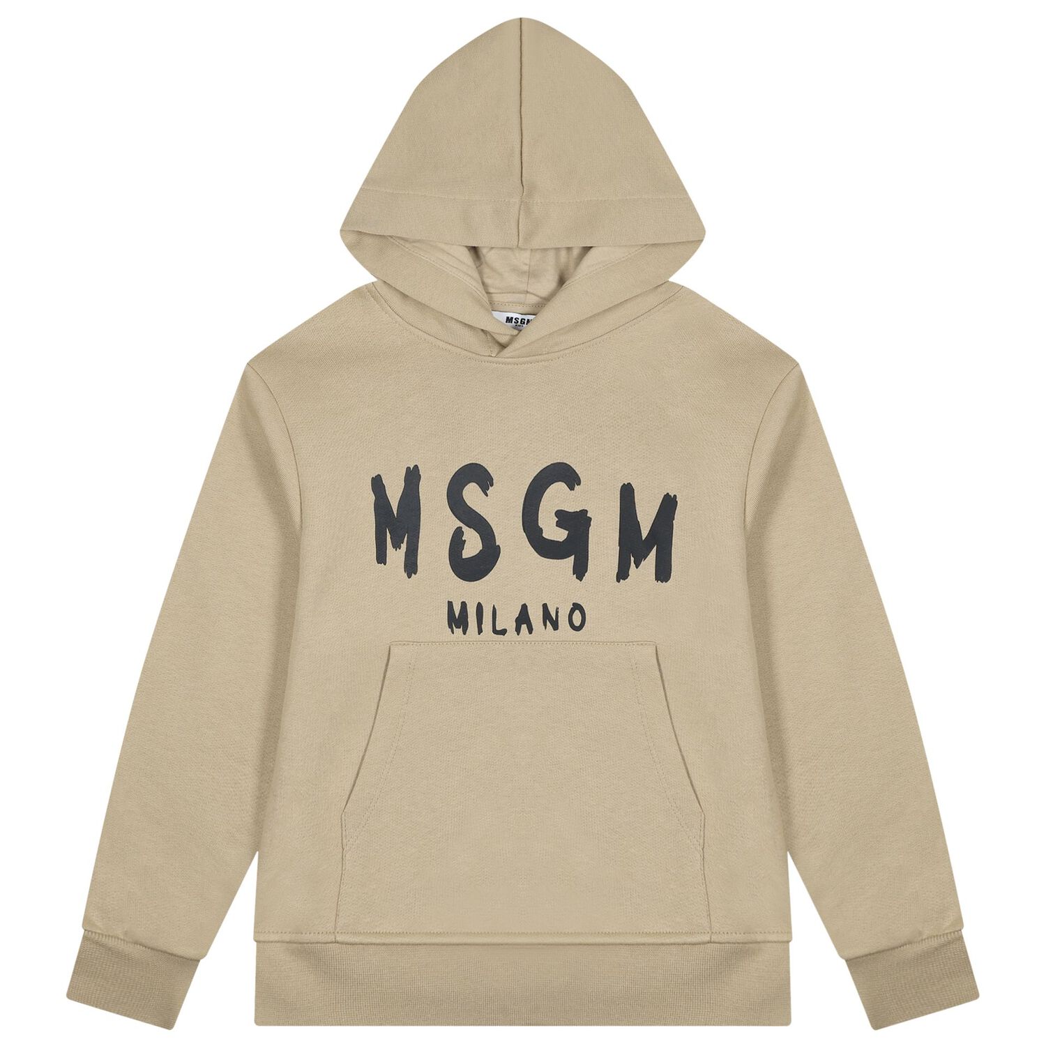 Beige & Black Logo Hooded Top, 4, hi-res