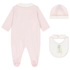 Baby Girls Ivory & Pink Logo Babygrow Gift Set, 2, hi-res