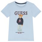 Boys Blue Teddy Bear Logo T-Shirt, 4, hi-res