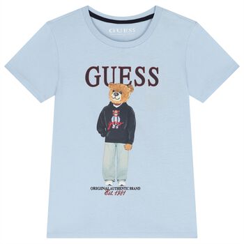 Boys Blue Teddy Bear Logo T-Shirt