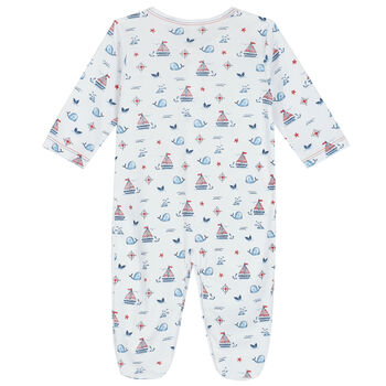 Baby Boys White Sail & Whale Babygrow
