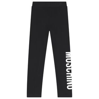 Girls Black Logo Leggings