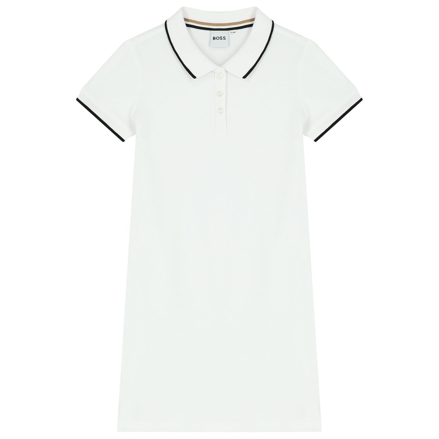 Girls White Logo Polo Dress, 2, hi-res image number null