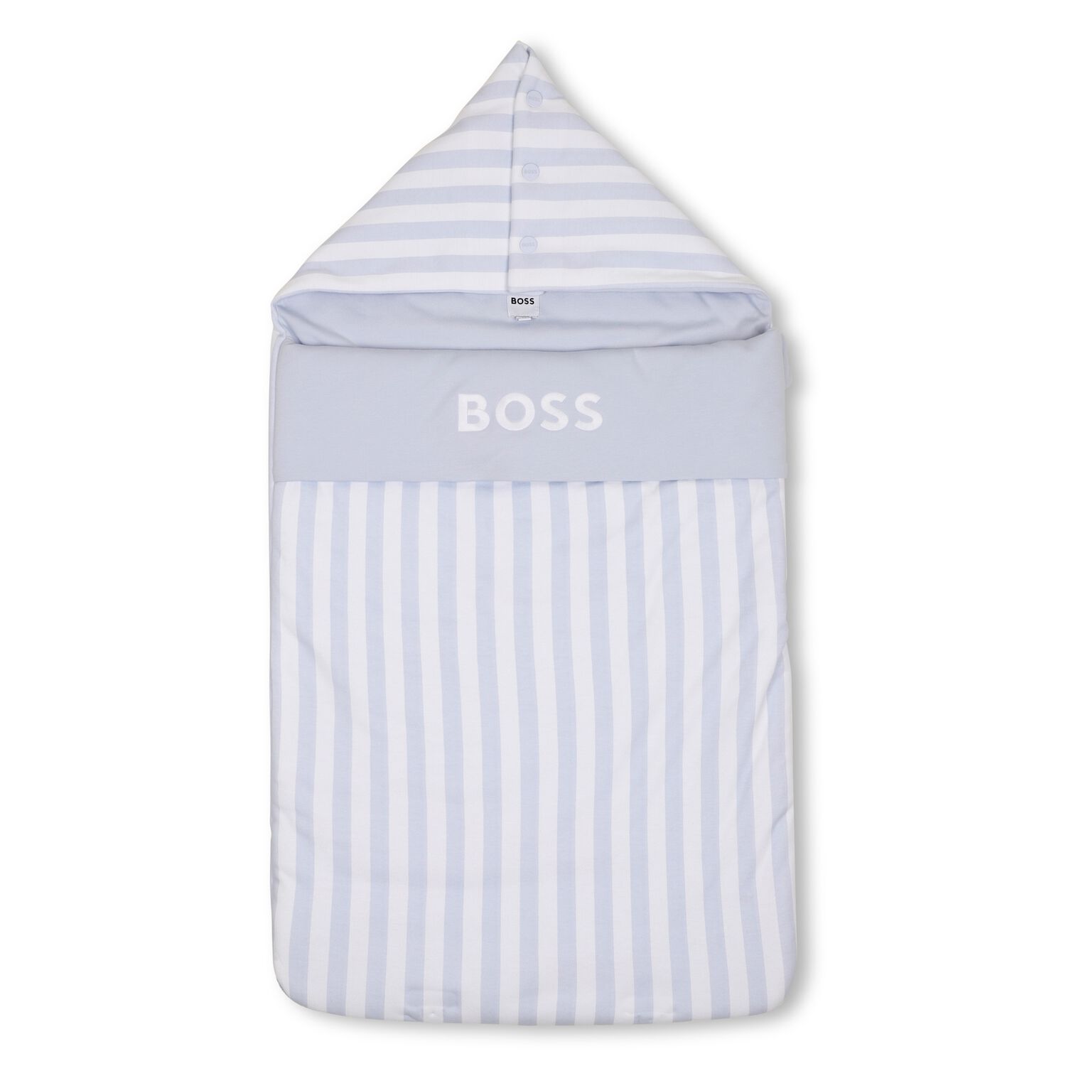 Baby Boys White & Blue Striped Logo Nest, 2, hi-res