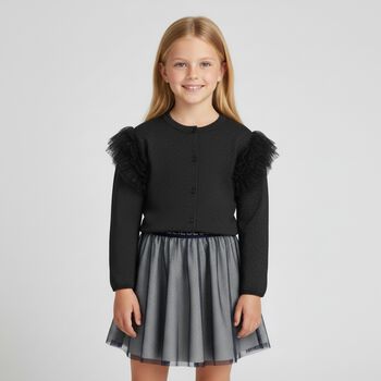 Girls Grey & Navy Blue Logo Skirt