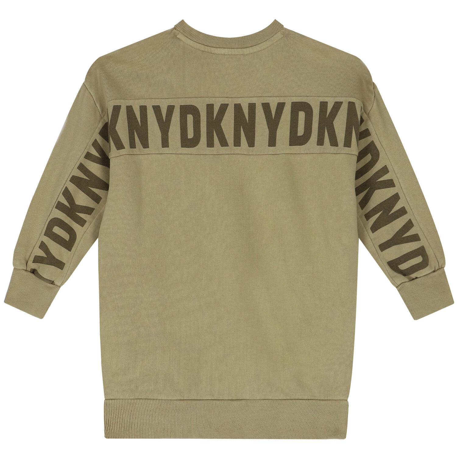 فستان سويت شيرت بالشعار باللون الاخضر, 2, hi-res