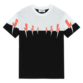Boys White, Black & Red Thunderbolt T-Shirt