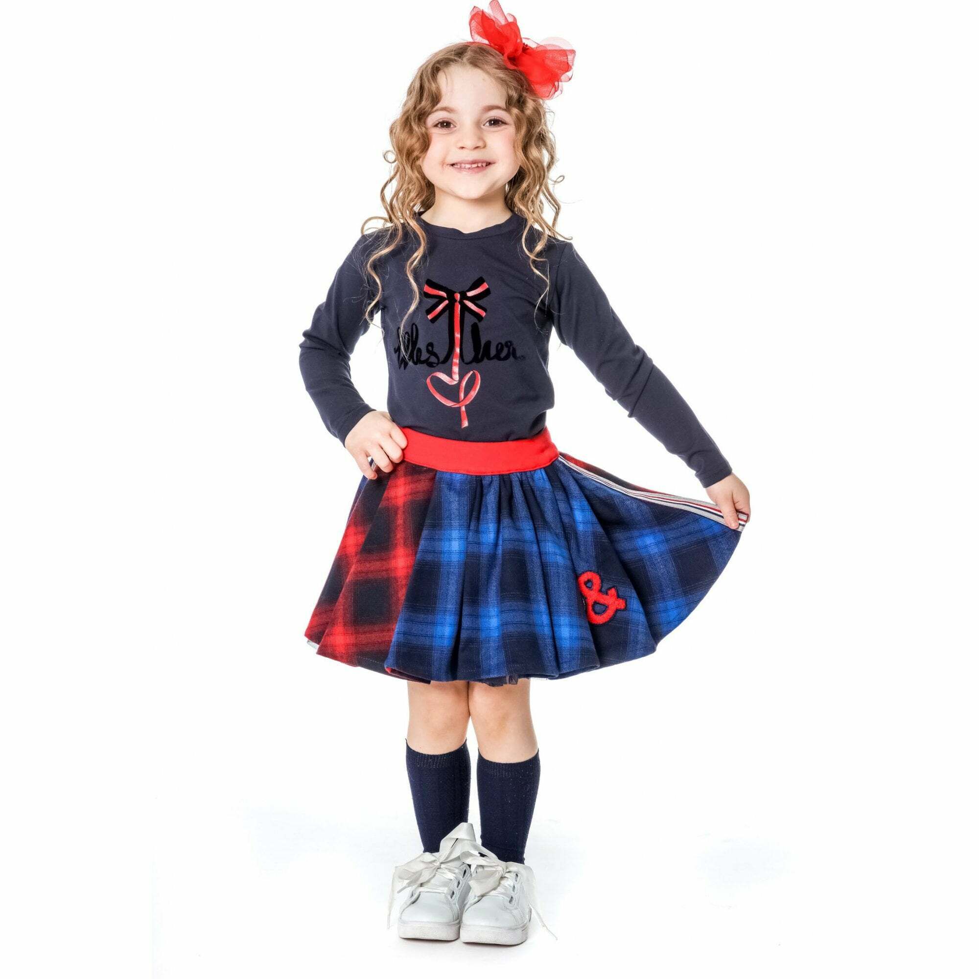 Fun Fun Baby Girls Blue Red Tartan Skirt Junior Couture UAE