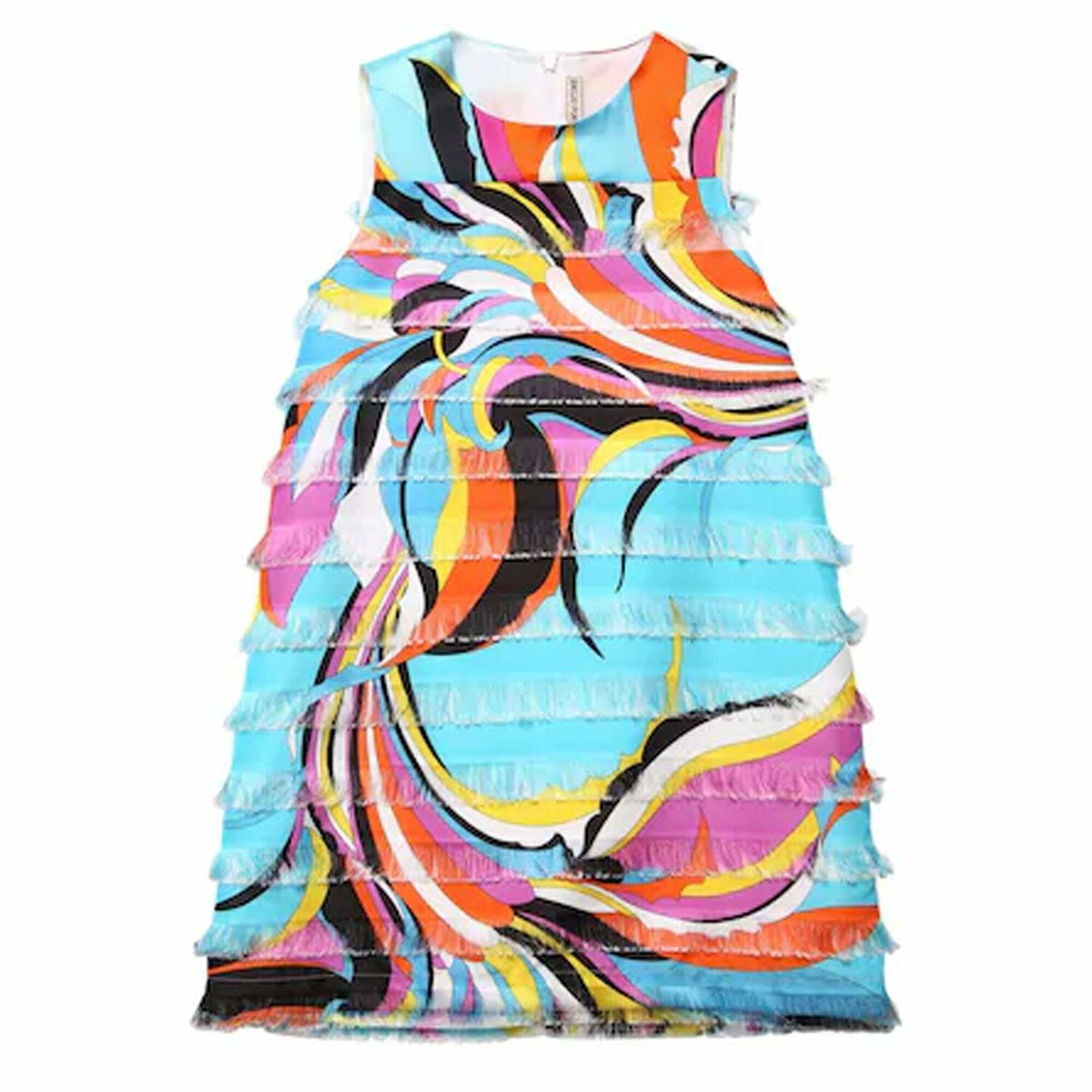 Girls Blue Printed Dress, 1, hi-res