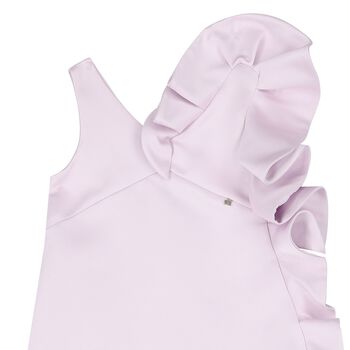 Girls Purple Satin Ruffled Dress