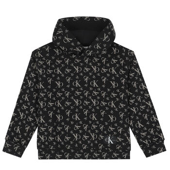 Boys Black Logo Hooded Sweatshirt