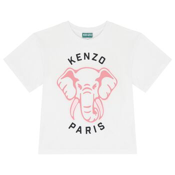Girls White Elephant Logo T-Shirt
