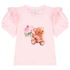 Girls Pink Teddy Bear Skirt Set, 1, hi-res
