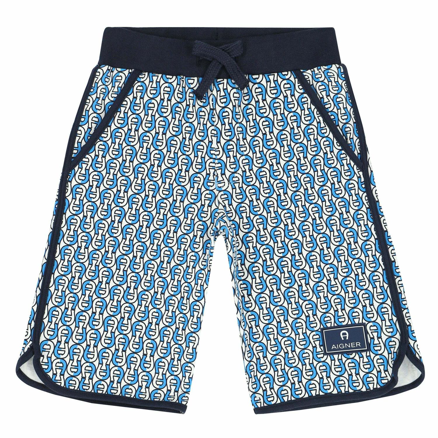 Boys White & Blue Logo Shorts, 1, hi-res image number null