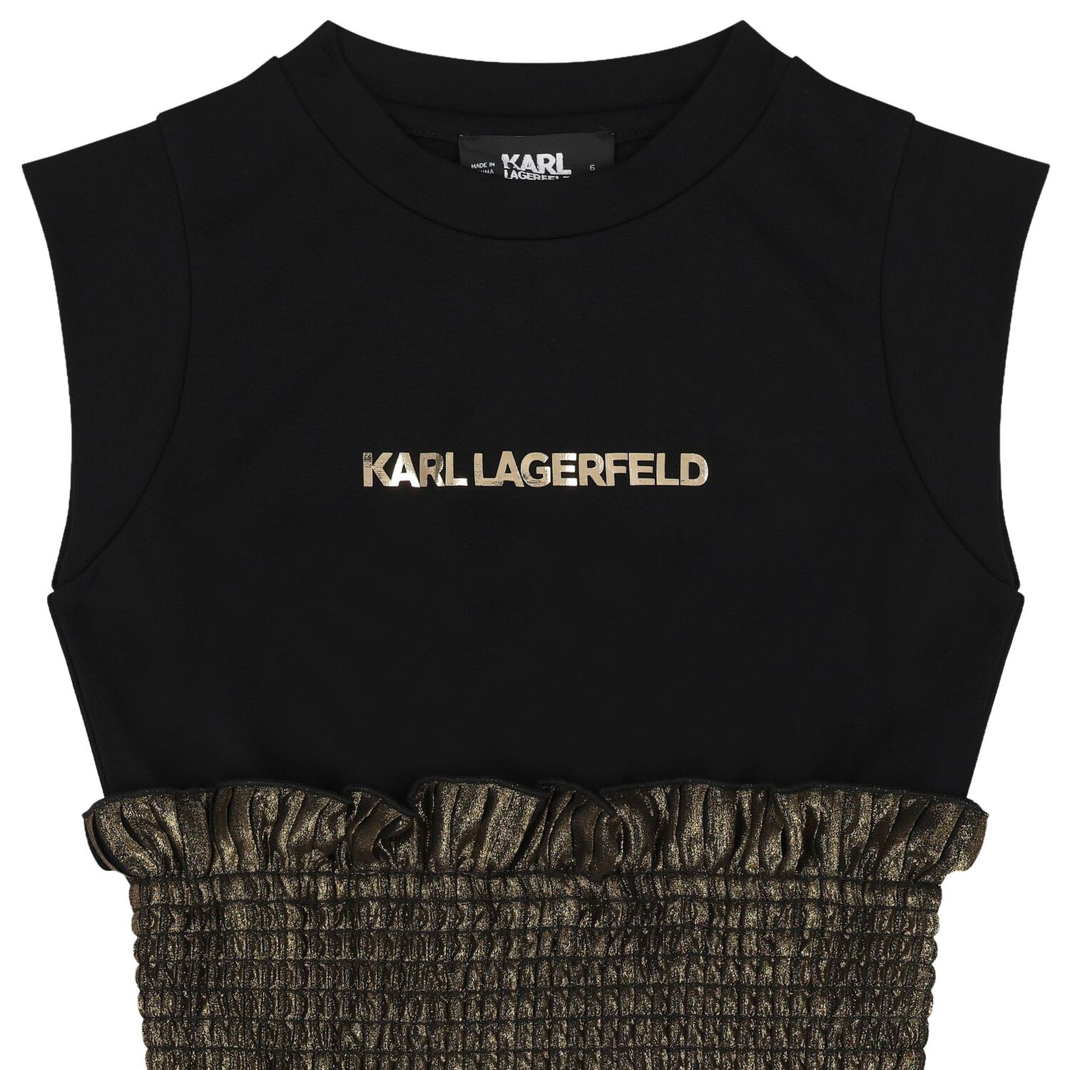 Girls Black & Gold Pleated Dress, 1, hi-res image number null