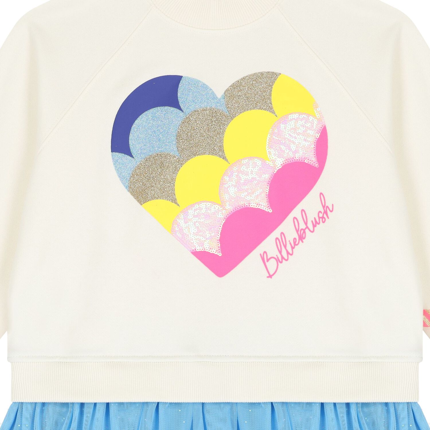 فستان بنات تول باللون العاجي و الازرق, 1, hi-res