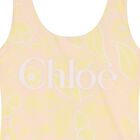 Girls Pink & Yellow Floral Swimsuit, 1, hi-res